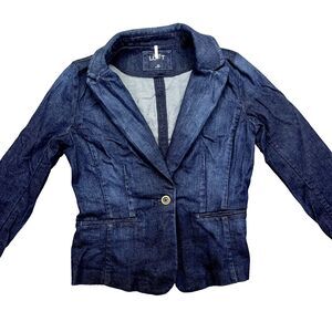 Ann‎ Taylor Loft Size 6 Jean Jacket Blue Dark Wash Grunge Western Women
